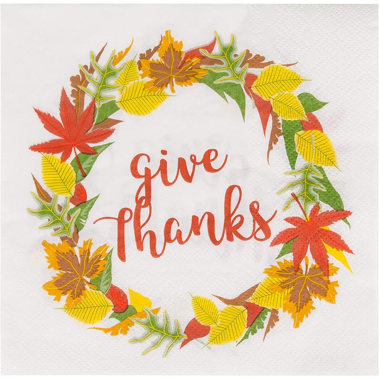 100 Pack Give Thanks Paper Napkins for Thanksgiving Party Supplies, Dinner Table Decorations, 6.5 x 6.5 In